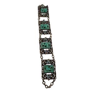 Vintage Peking Clasp & Rhinestone Czech Style Bracelet (A3415)